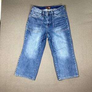 Judy Blue Womens High Waisted Wide Leg Crop Modern Utility Casual Chic Jeans 16W